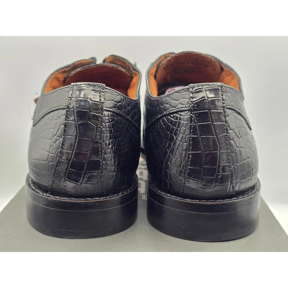 Stacy Adams Turano Dress Shoes Mens 11 M Black Lizard Croc Print -New